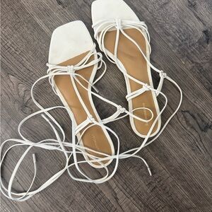 Reformation White Lace Up Sandals